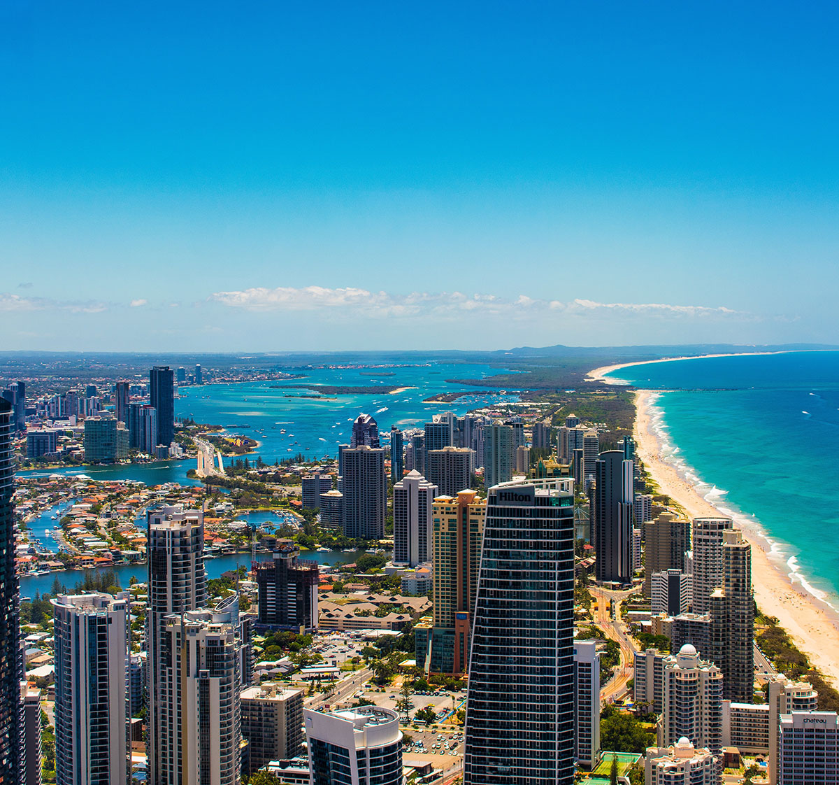 Aerial view of the Gold Coast of Australia.
