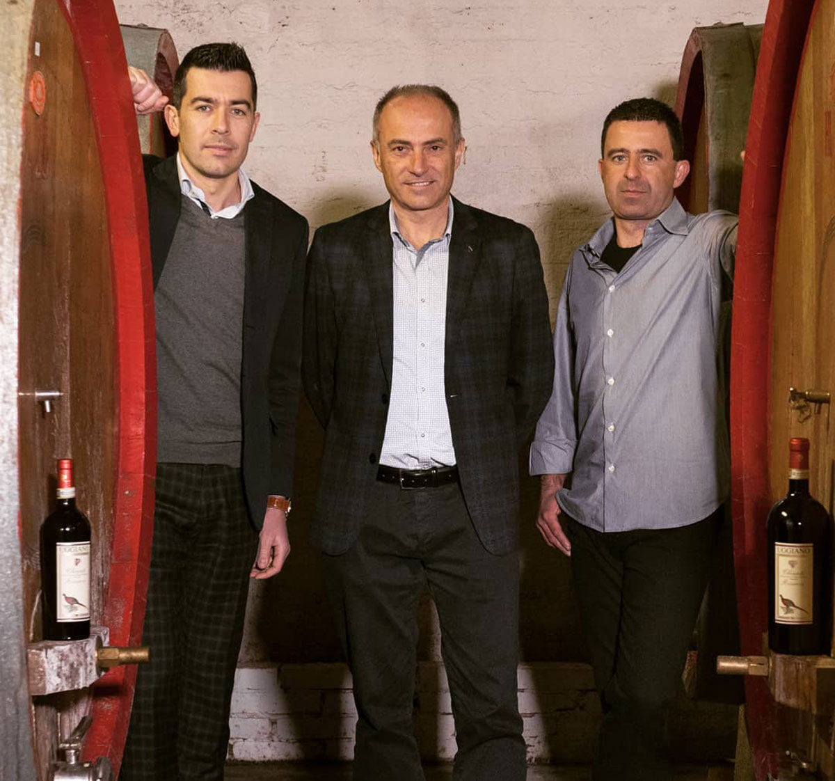 The three partners of Uggiano winery in Tuscany, Italy: Giacomo Fossati, Fabio Martelli and Daniele Prosperi.