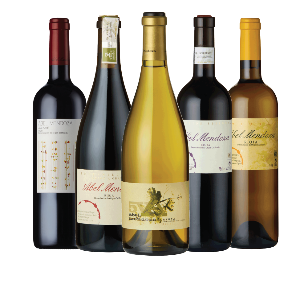 A selection of Abel Mendoza wines from Rioja, Spain, imported by Marquee Selections.