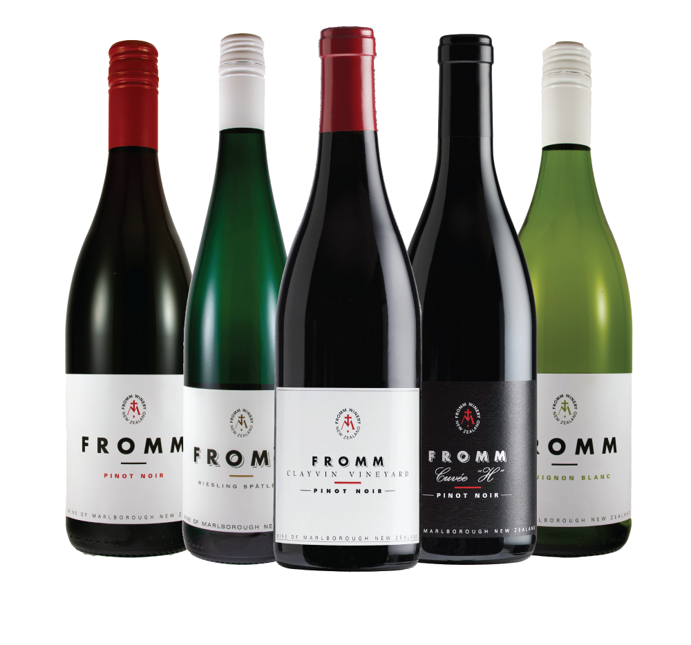 A selection of organic wines from FROMM winery in Marlborough, New Zealand imported by Marquee Selections.